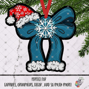 Snowflake Santa Christmas Bow Design