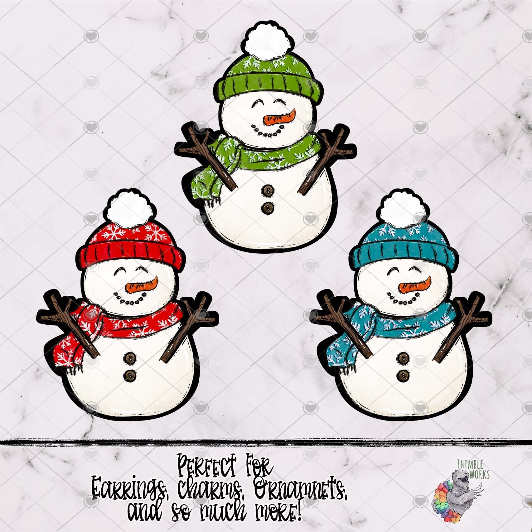 Snowflake Snowman Sublimation Design