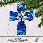 Load image into Gallery viewer, Snowflake Stained Glass Cross Design
