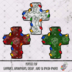 Wooden Snowflake Christmas Lights Cross Design