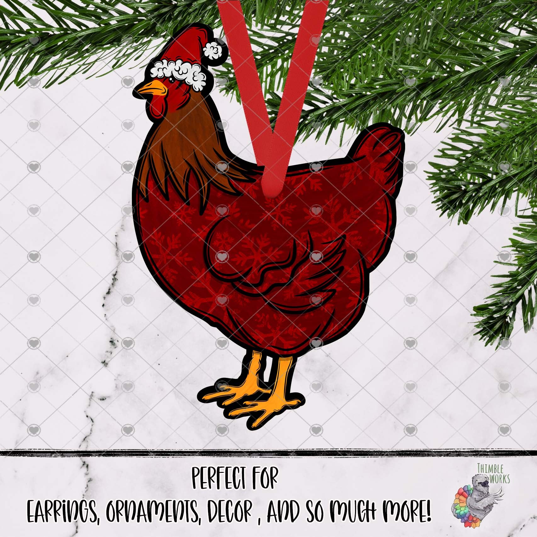 Rhode Island Red Chicken with Sant Hat Design