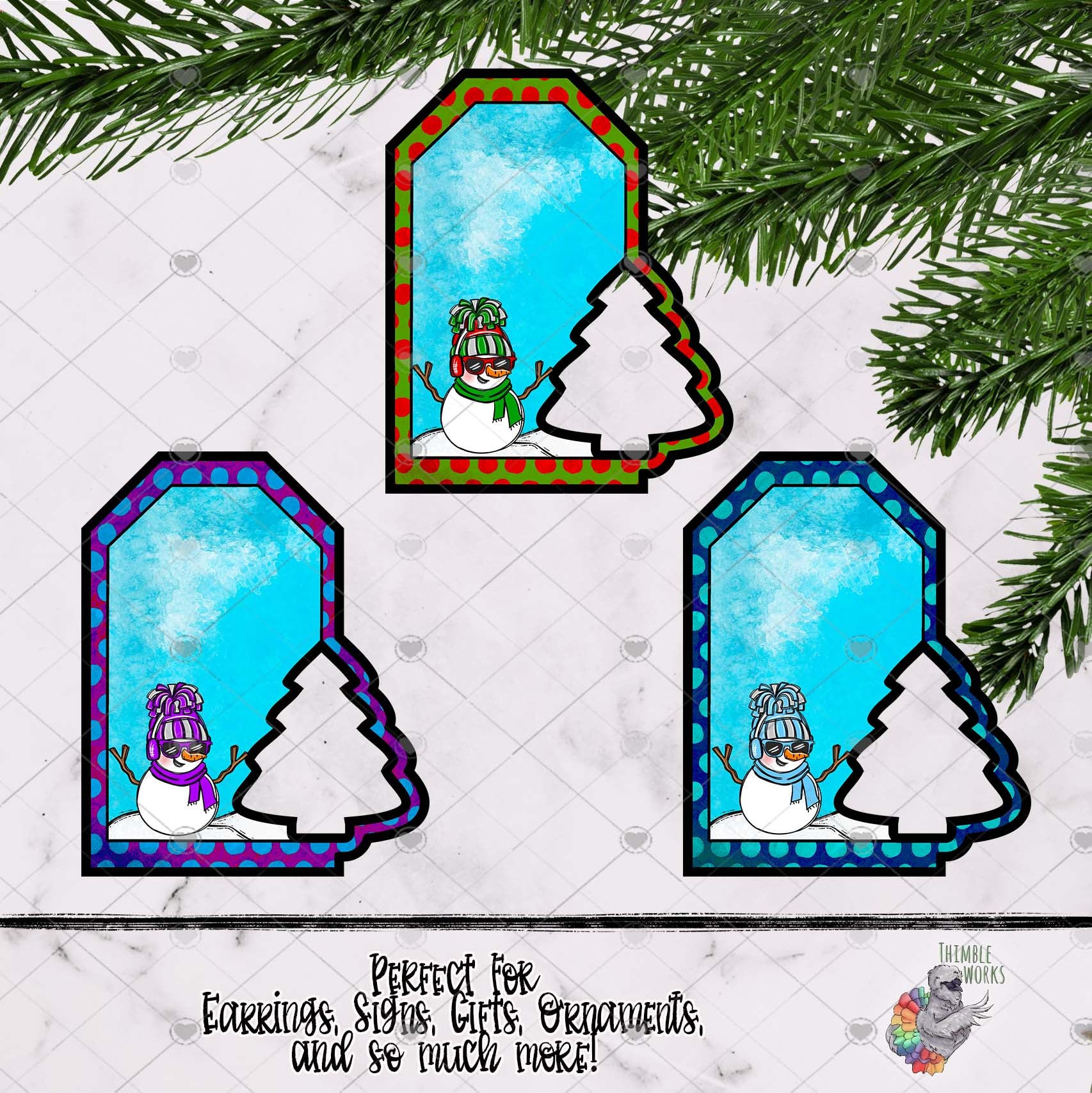 Snowman Tag with Tree Design Bundle