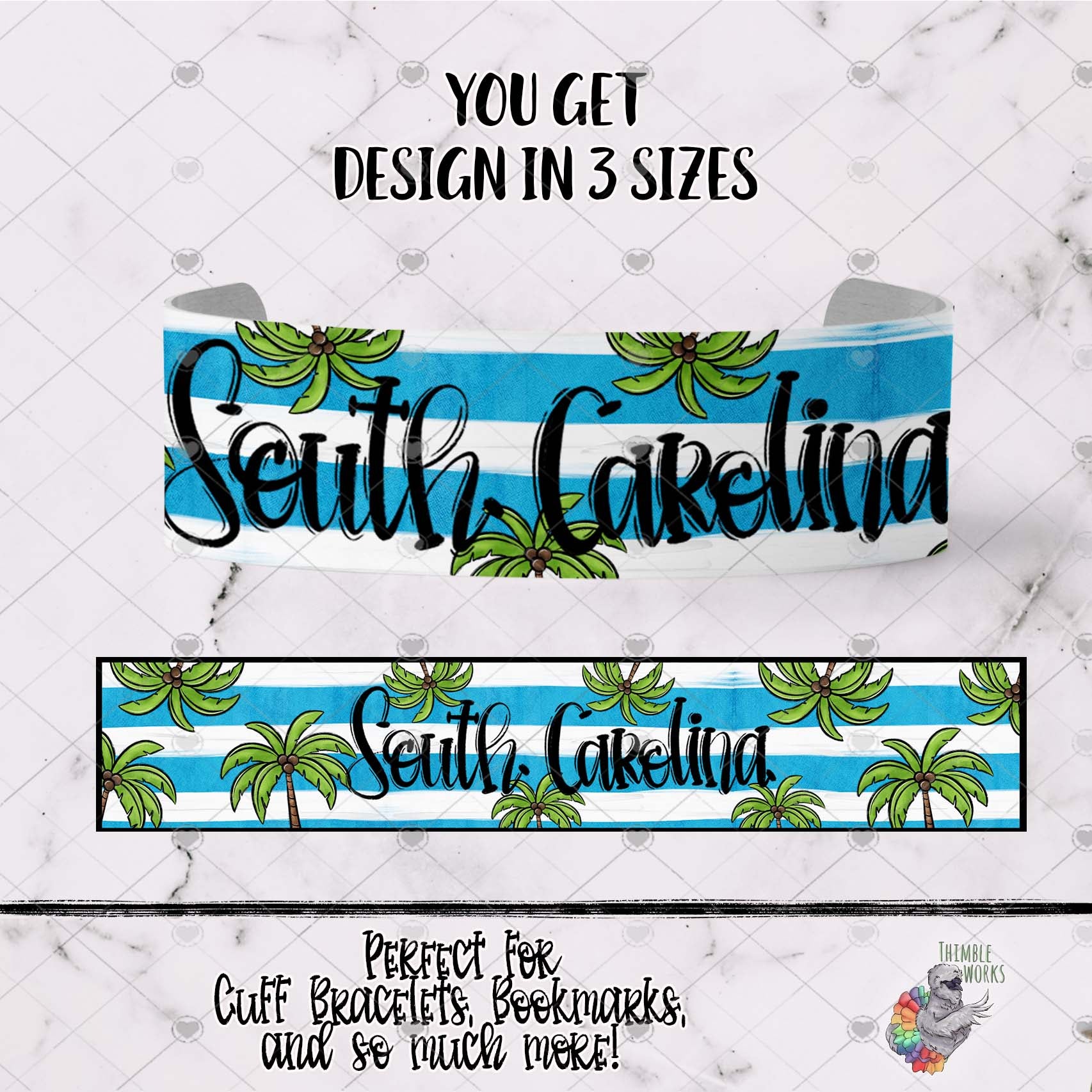 South Carolina Palm Tree Cuff Bracelet Design