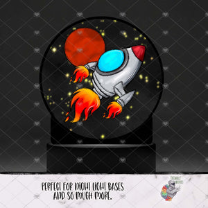 Outerspace Rocket Round Light Base Design