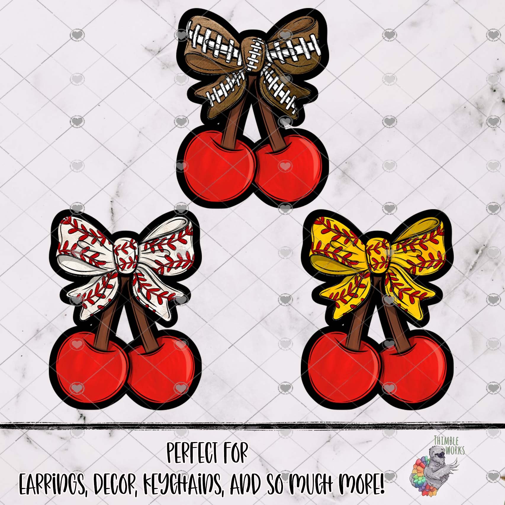 Sports Balls Cherries with Bow Design