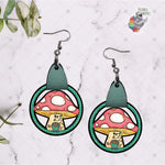 Load image into Gallery viewer, Mushroom House Leather Earring Design
