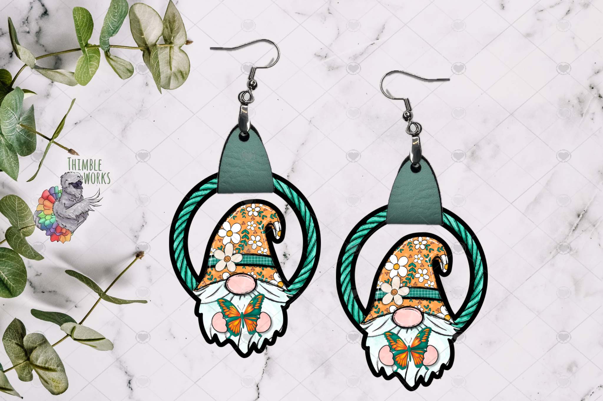 Boho Spring Gnome Leather Earring Design