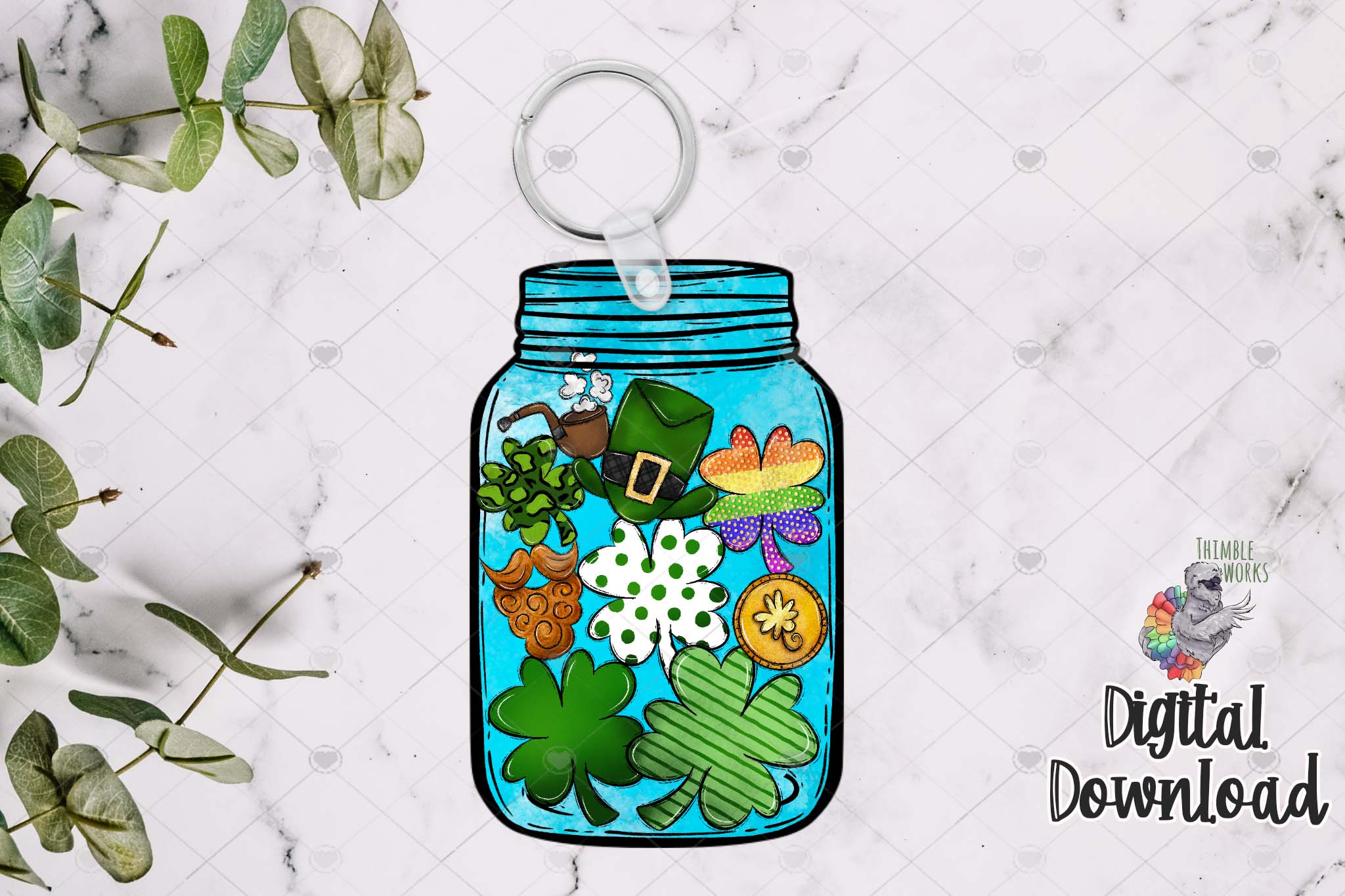 St. Patrick's Day Mason Jar Sublimation Design