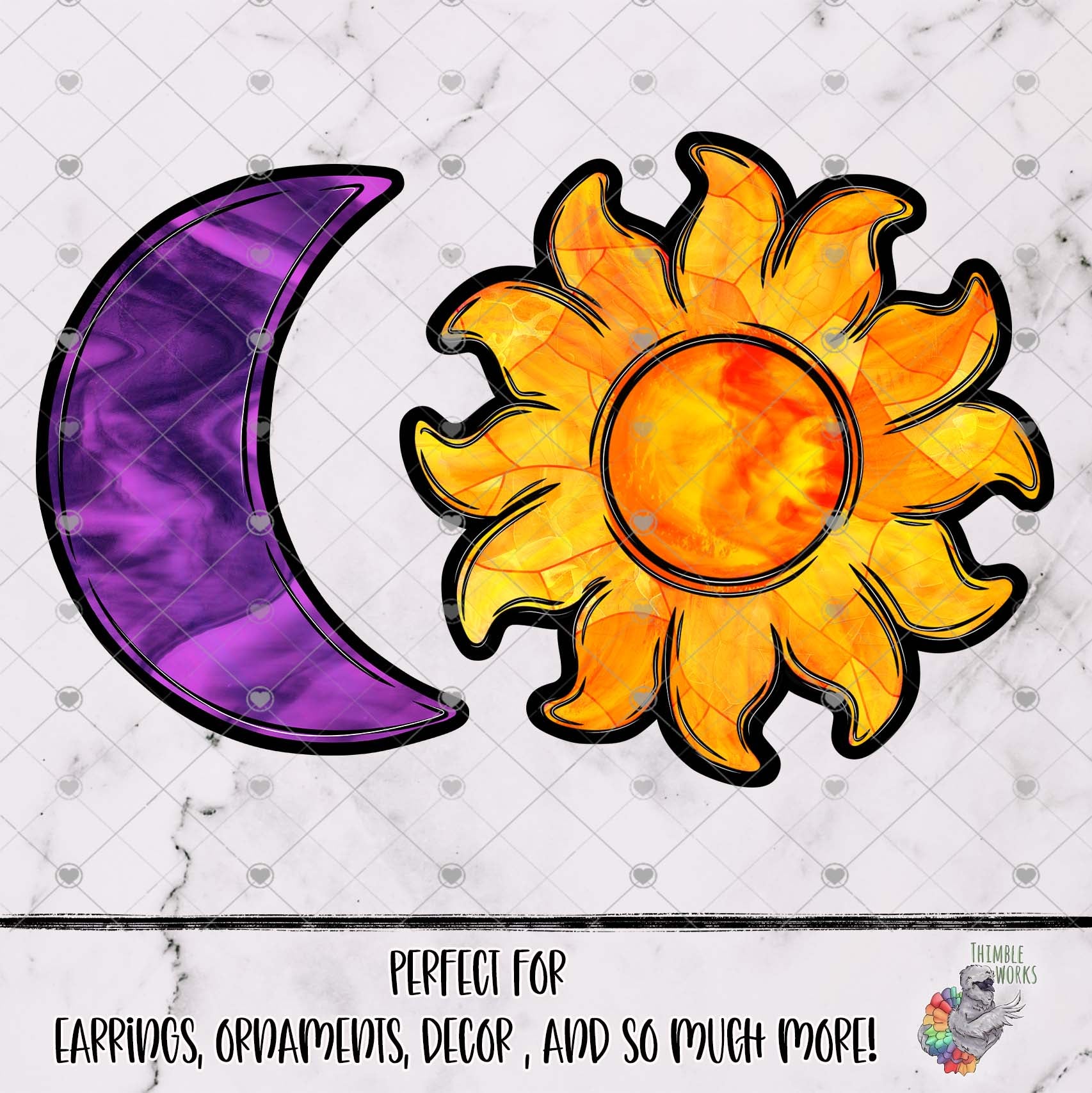 Stained Glass Sun and Moon Design Bundle