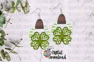 Stethoscope Clover Leather Earring Sublimation Design