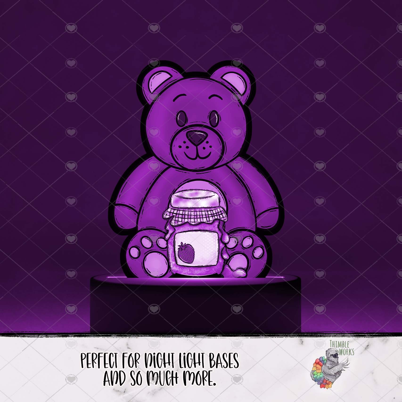 Strawberry Jam Teddy Bear Light Base Design
