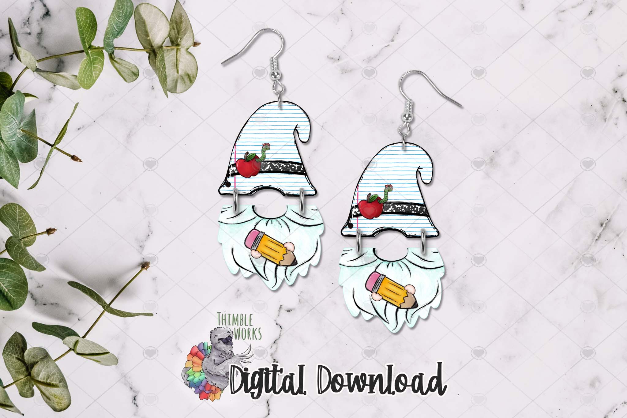 Teacher Gnome Hat and Beard Sublimation Design