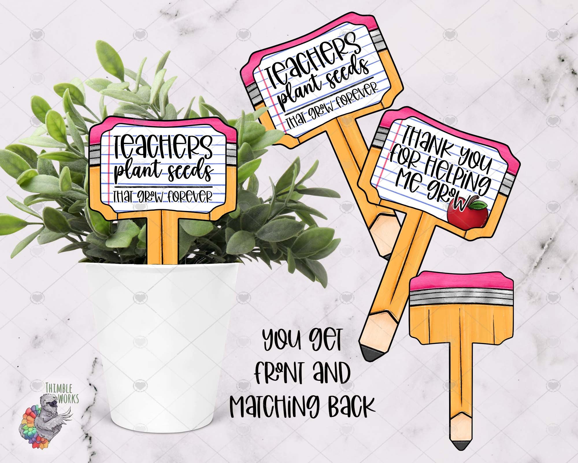 Teacher Appreciation Plant Garden Stake Design Bundle