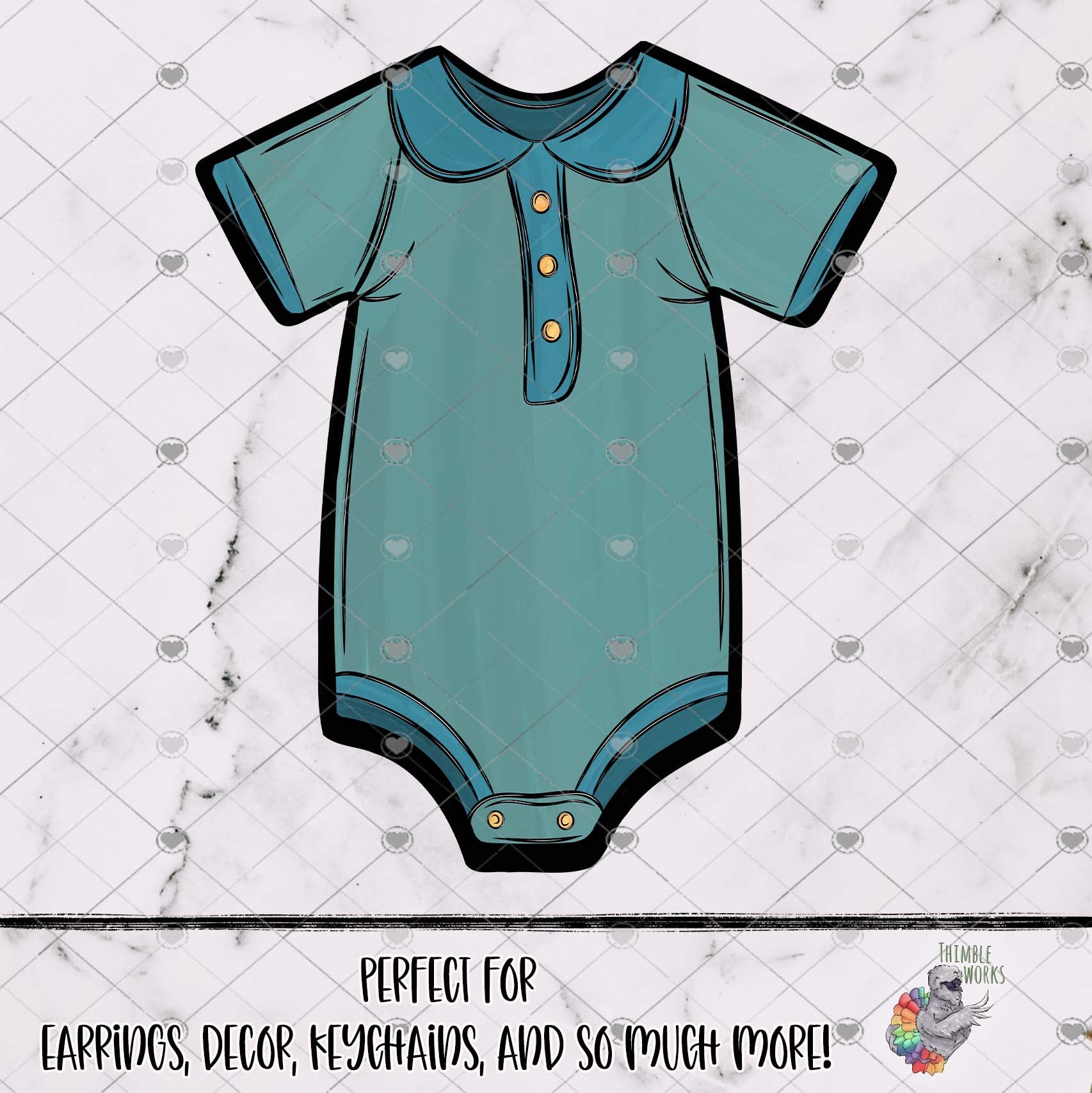 Teal Button Down Baby Bodysuit Design