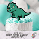 Load image into Gallery viewer, Teal Dinosaur Cake Topper Design
