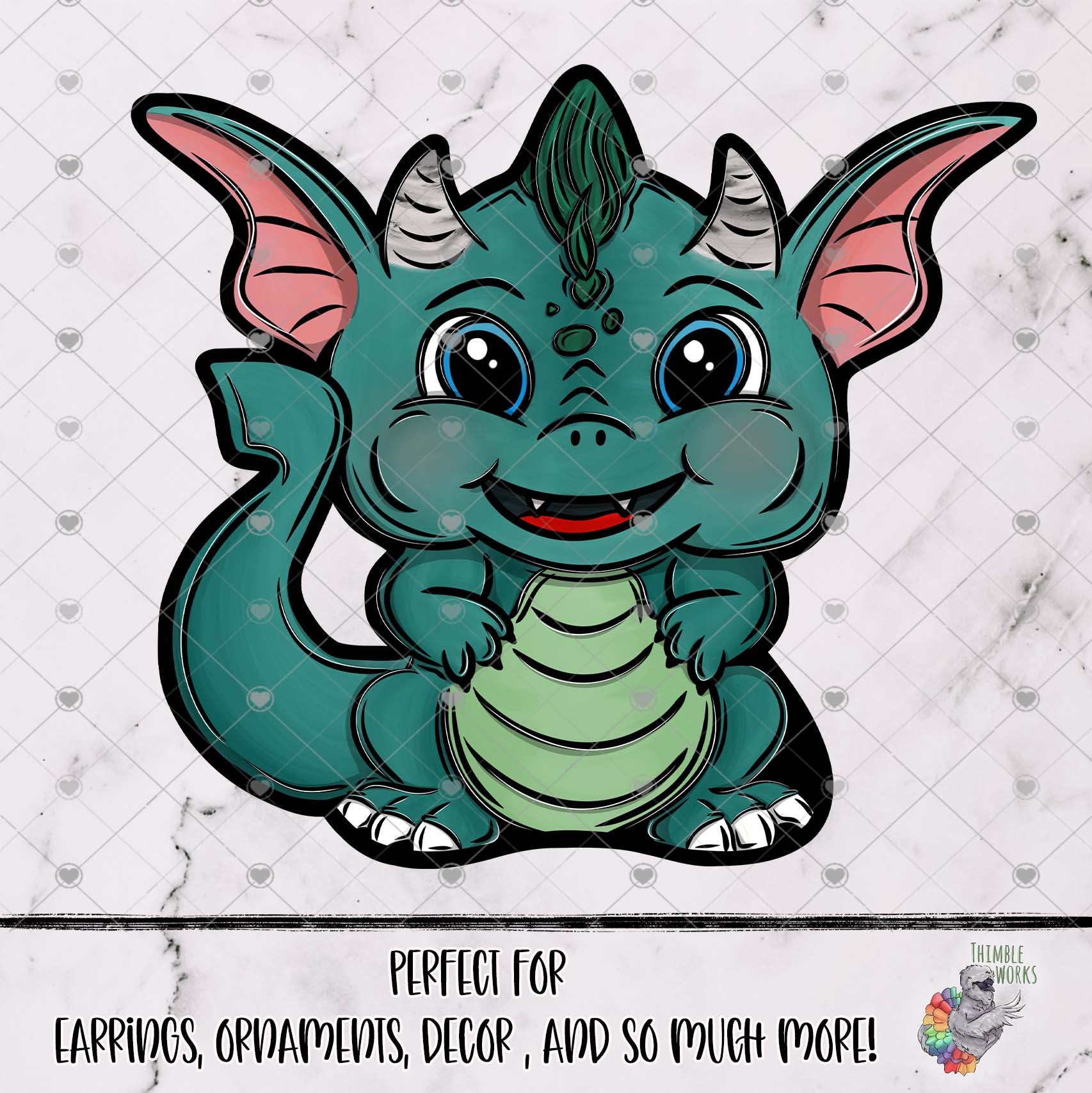 Teal Baby Dragon Design