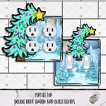 Load image into Gallery viewer, Blue Whimsical Christmas Double Light Switch and Outlet Design
