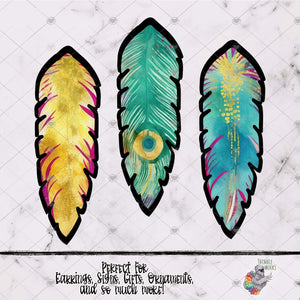 Teal and Gold Feather Design Bundle