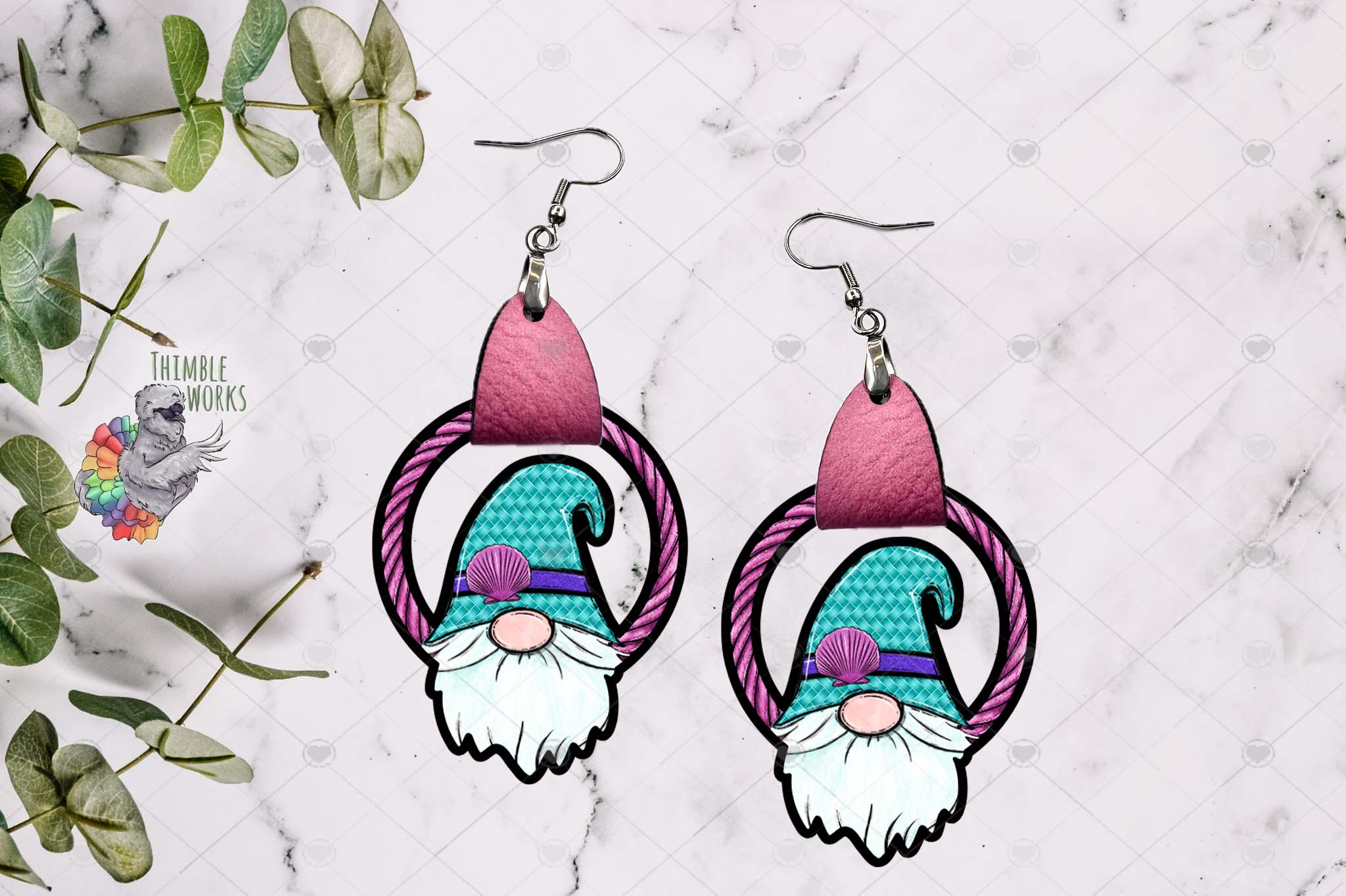 Summer Seashell Gnome Leather Earring Design