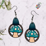 Load image into Gallery viewer, Teal Mushroom Leather Earring Design
