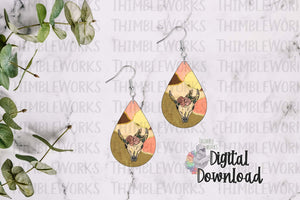 Boho Bull Skull Teardrop Sublimation Design