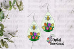 Load image into Gallery viewer, Spring Flowers and Bee Teardrop Sublimation Design
