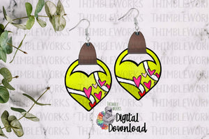 Tennis Heart Leather Earring Sublimation Design