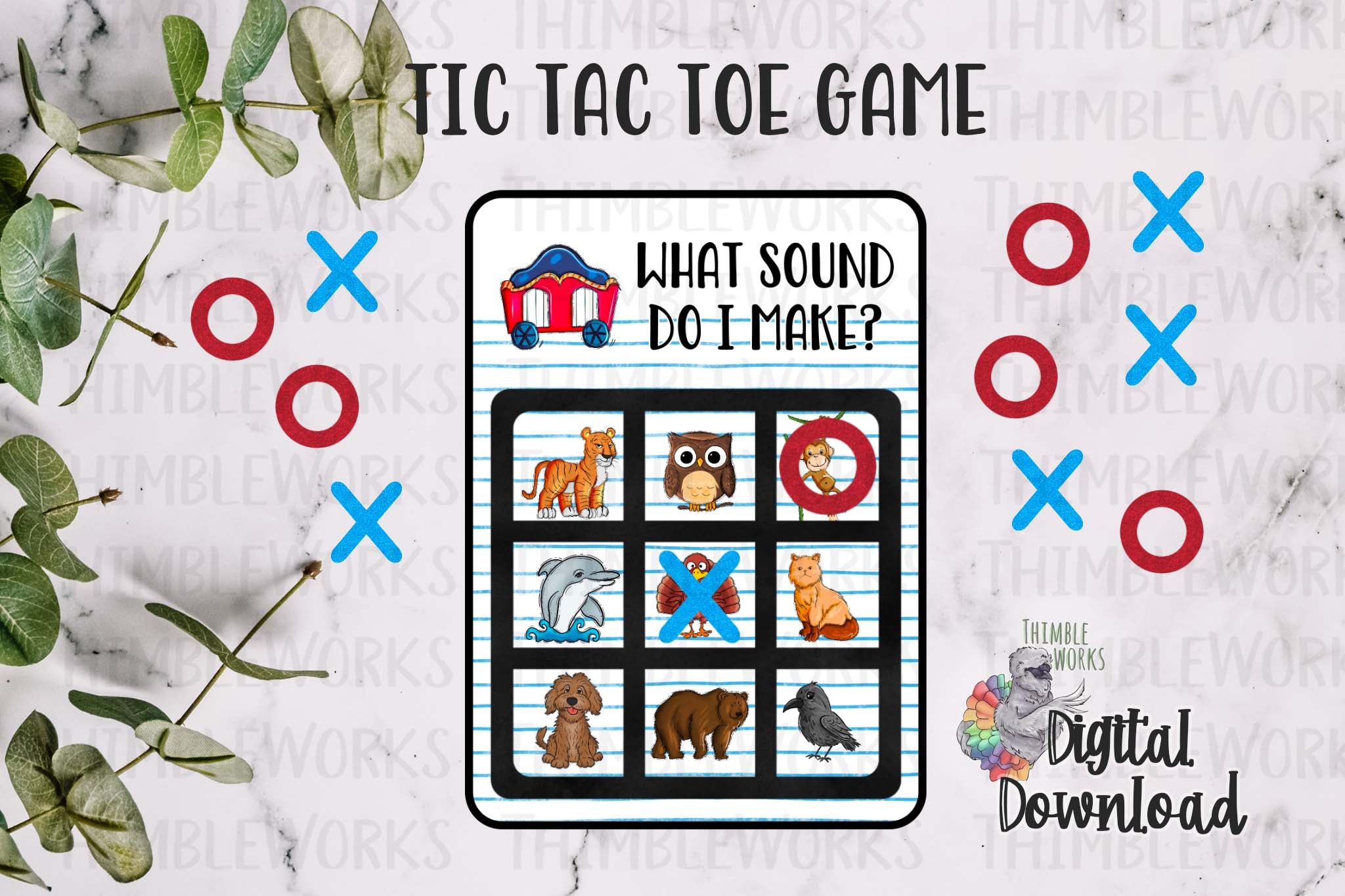 Animal Tic Tac Toe Sublimation Design