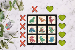 Dinosaur Tic Tac Toe Sublimation Design