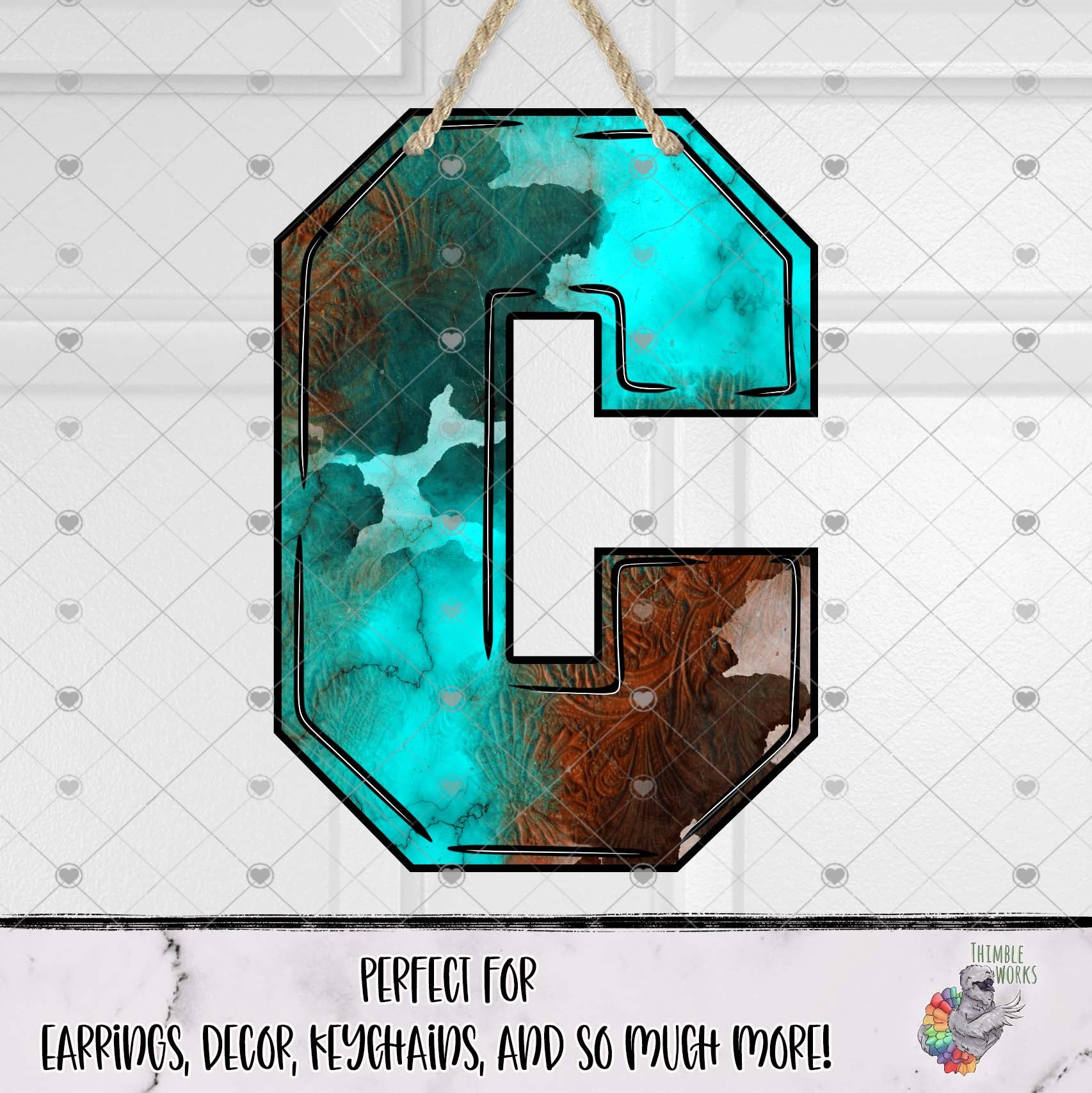 Tooled Turquoise Letter C Design