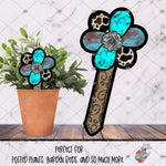Load image into Gallery viewer, Turquoise Chubby Flower Garden Stake Design
