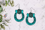 Load image into Gallery viewer, Turquoise Clover Horseshoe Sublimation Design
