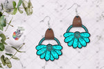 Load image into Gallery viewer, Turquoise Flower Leather Earring Sublimation Design
