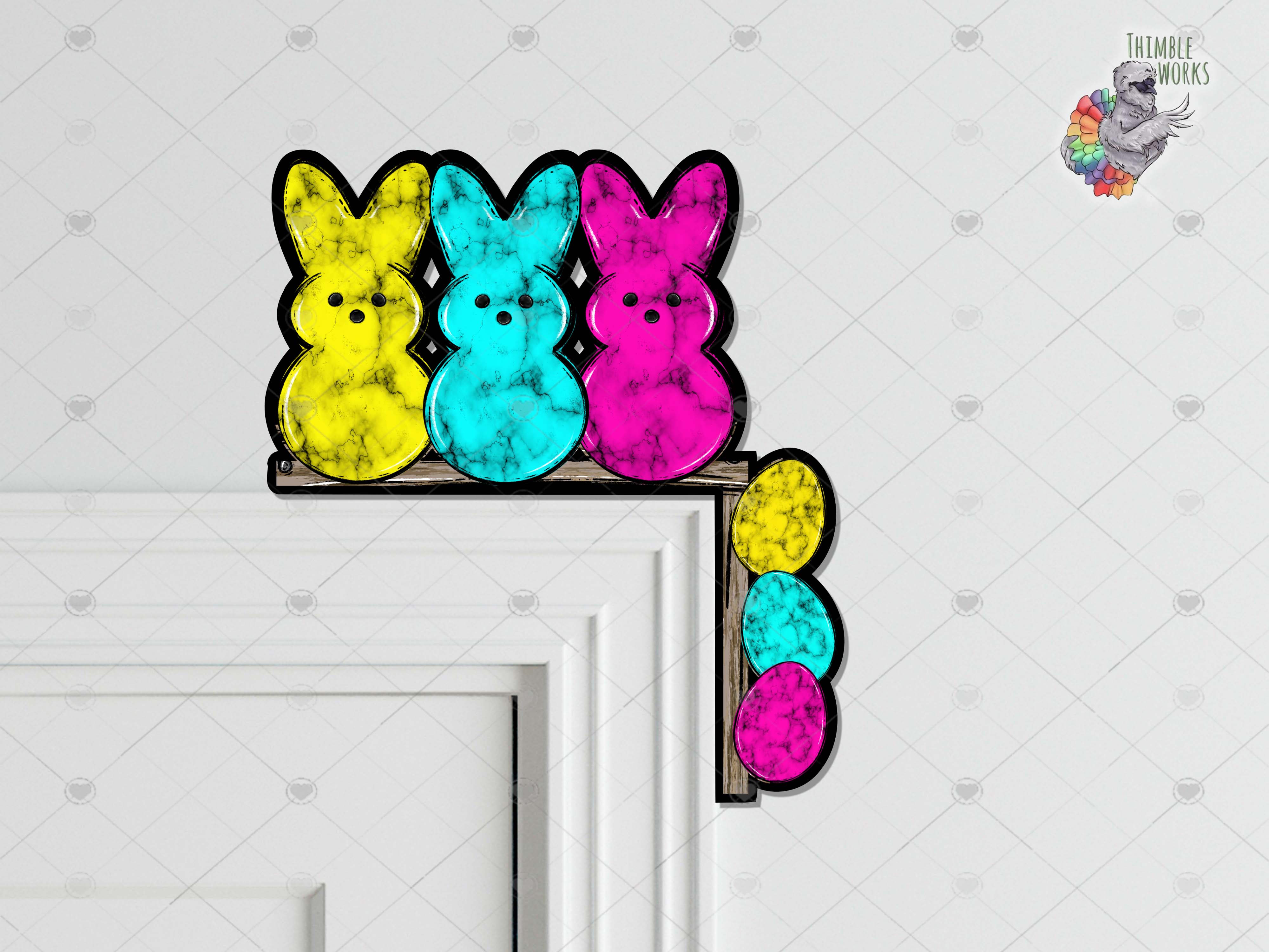 Gemstone Easter Bunny Over the Door Sitter Sublimation Design