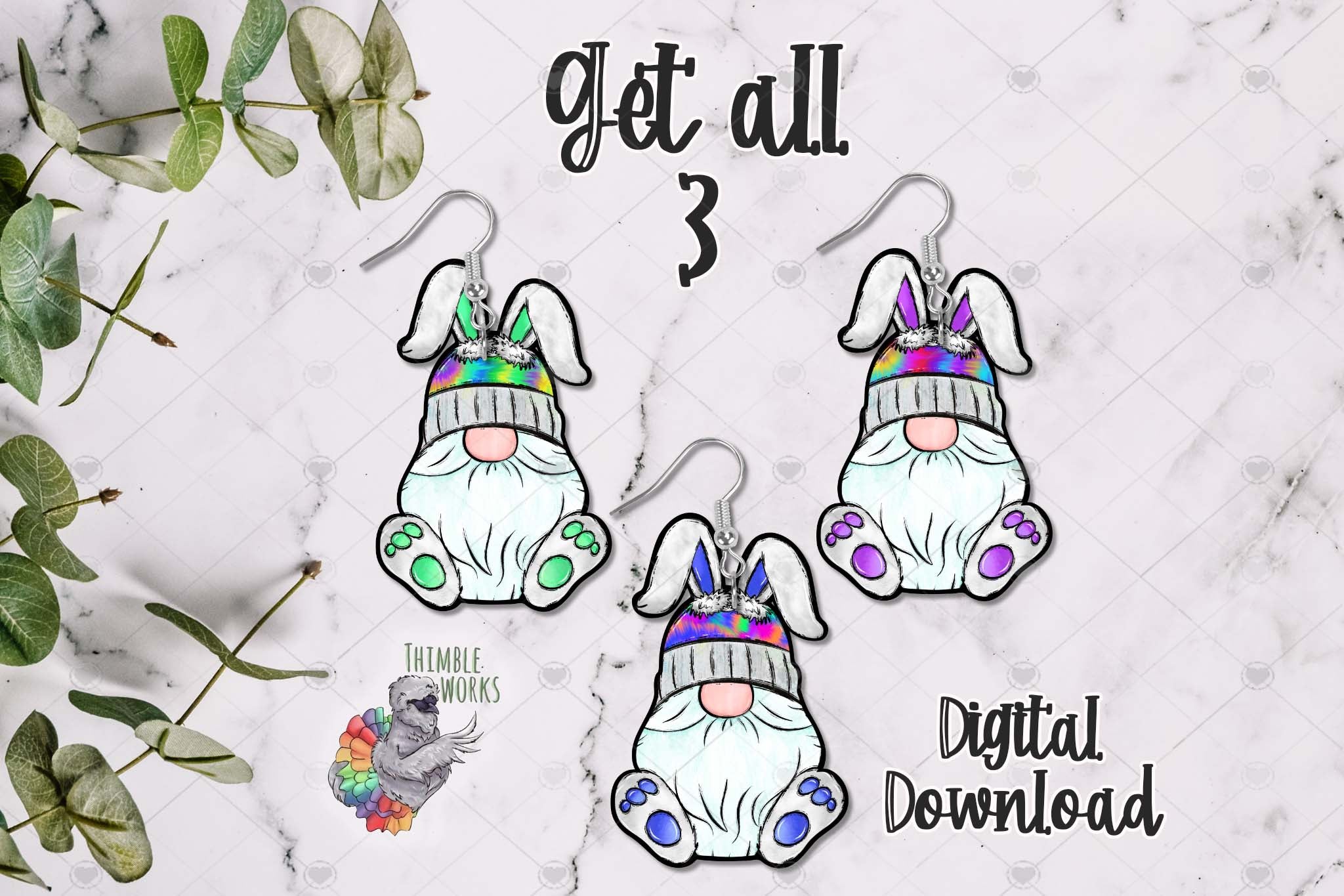 Tye Dye Bunny Gnome Design Bundle