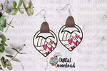 Load image into Gallery viewer, Volleyball Heart Leather Earring Sublimation Design
