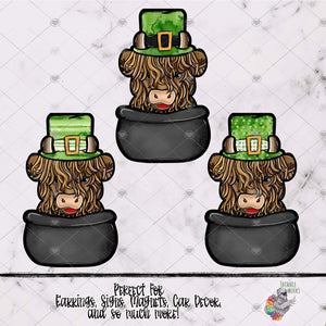St. Patrick's Highland Cow in Pot Design Bundle