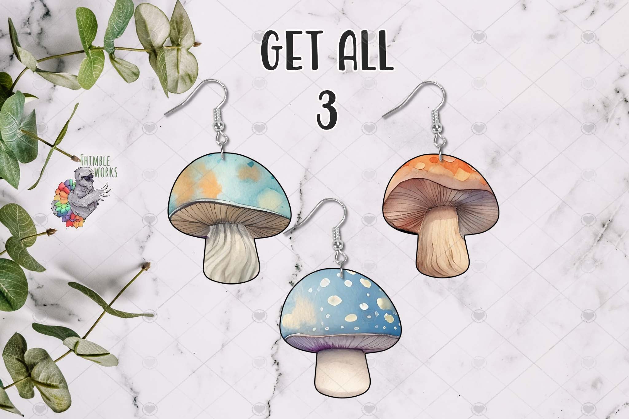 Watercolor Chubby Mushroom Sublimation Design Bundle