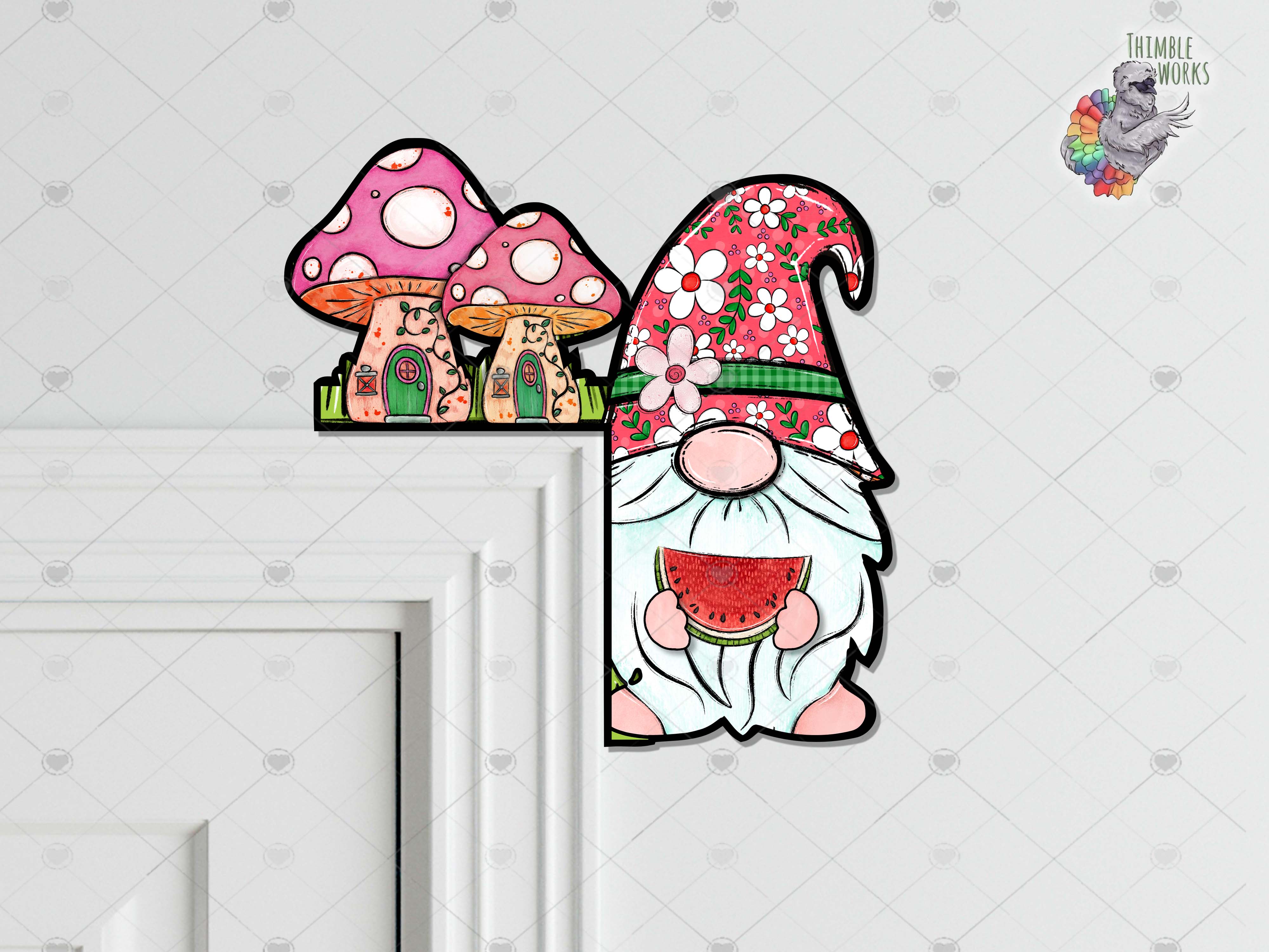 Watermelon Boho Gnome Over the Door Sitter Sublimation Design