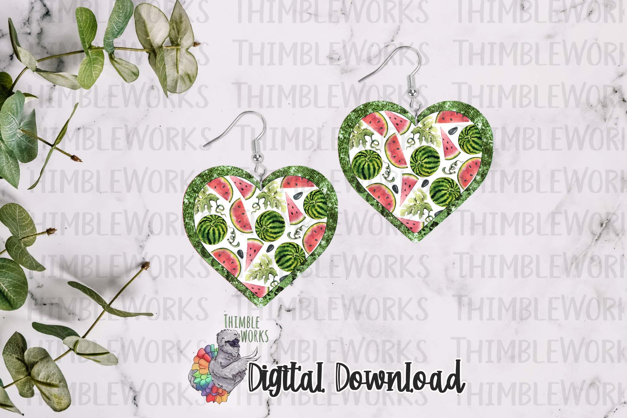 Watermelon Hearts Sublimation Design