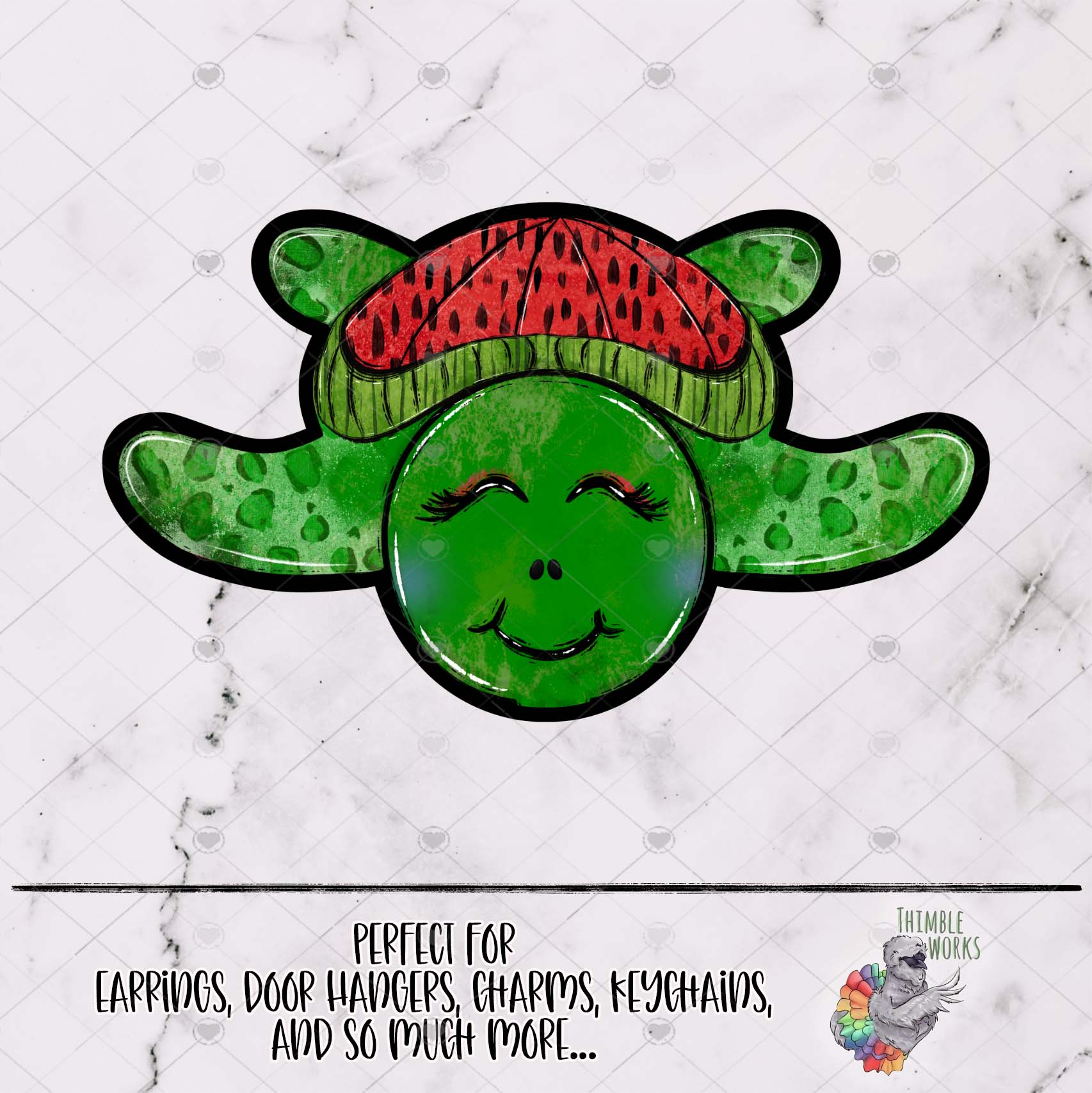 Watermelon Sea Turtle Sublimation Design