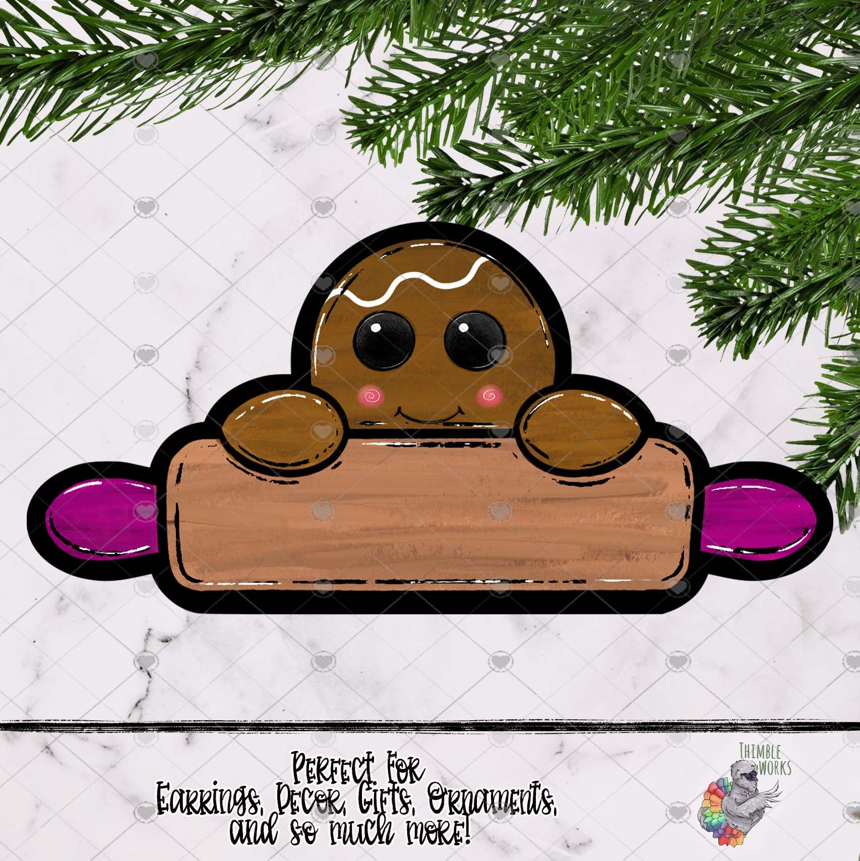 Wavy Hair Gingerbread Man with Rolling Pin Design