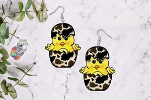 Chick (open eyes) in Cow Egg Sublimation Design