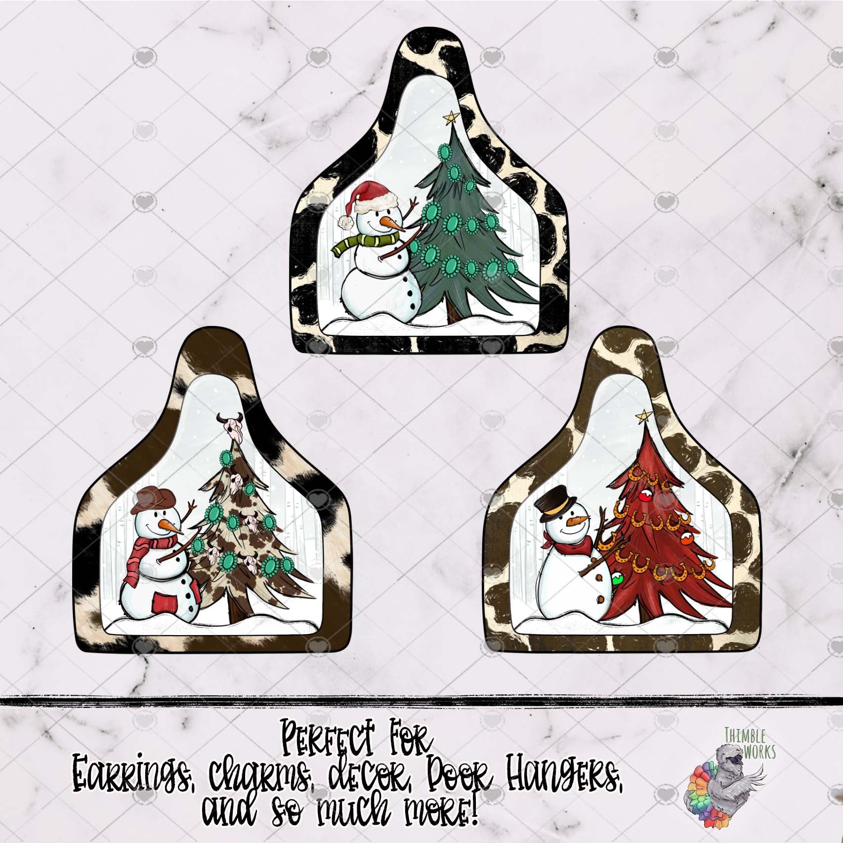 Western Christmas Cow Tag Design Bundle