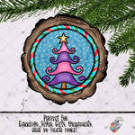 Load image into Gallery viewer, Whimsical Pink and Purple Tree Wood Slice Design
