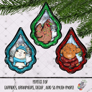 Winter Farm Animals Fancy Drop Design Bundle