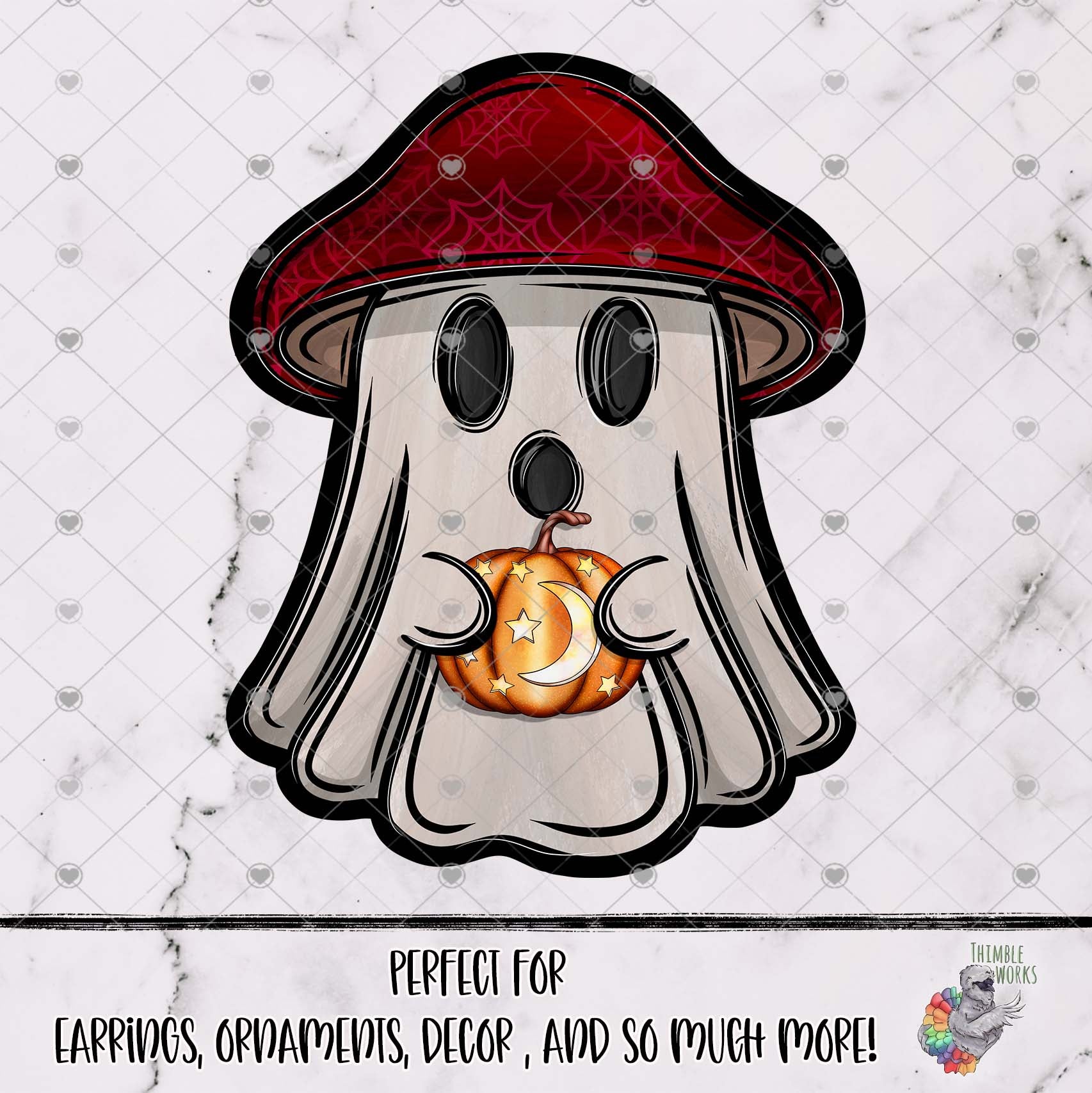 Witchy Pumpkin Mushroom Ghost Design