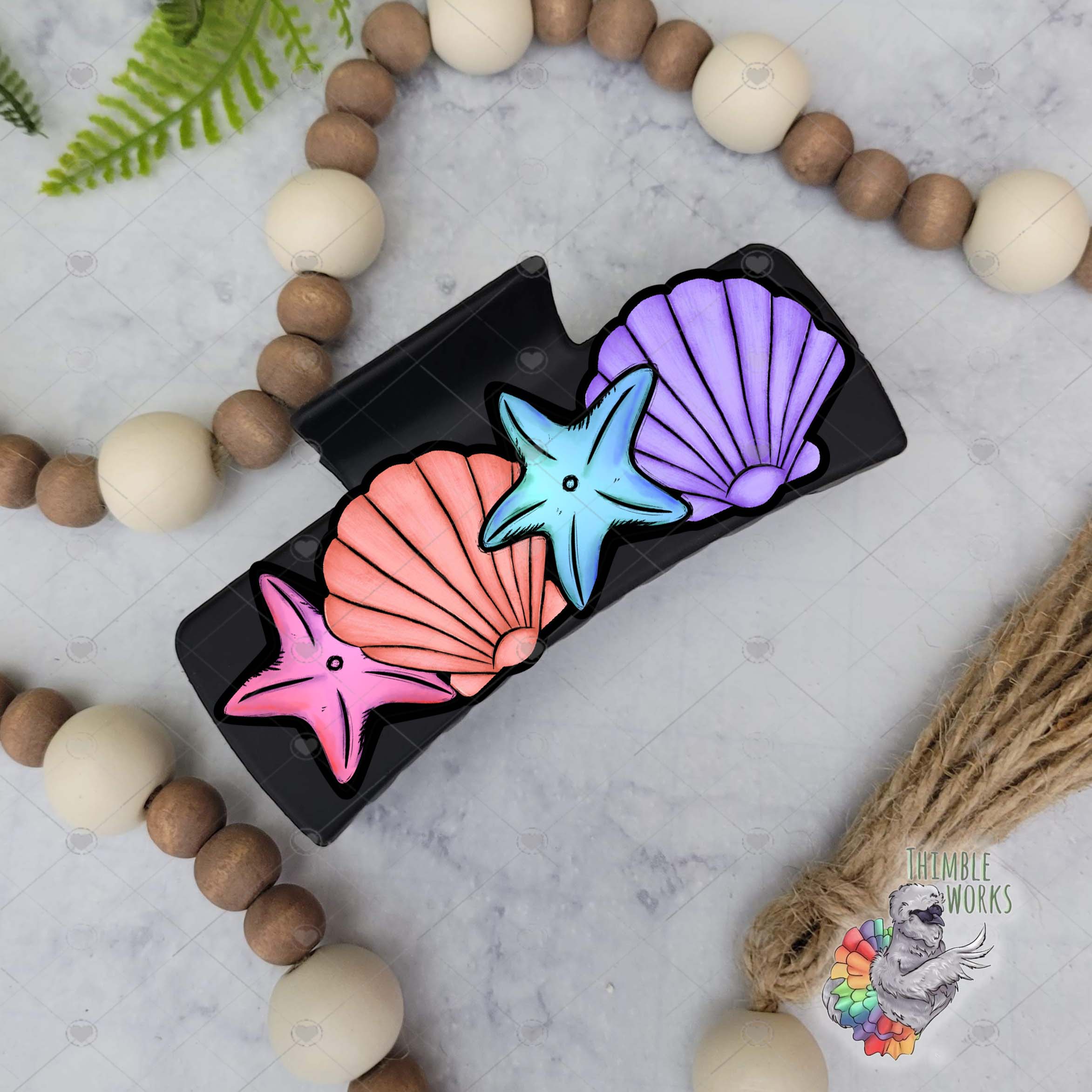 Seashell and Starfish Hair Clip Sublimation Design