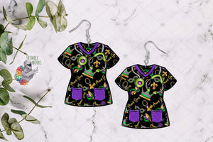 Mardi Gras Scrub Top Sublimation Design