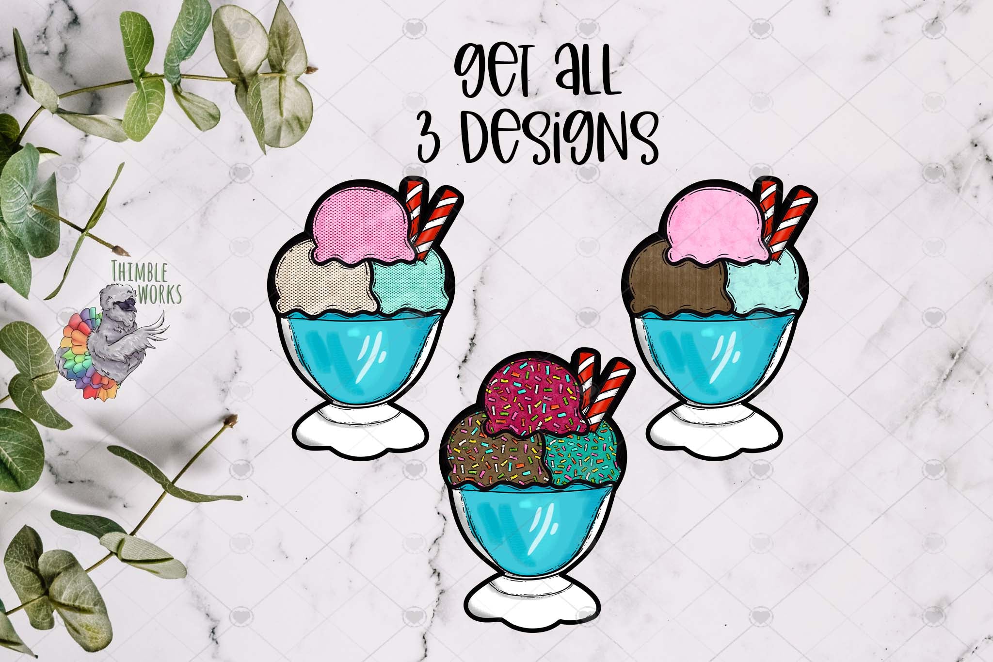 Ice Cream Cup Sublimation Design Bundle